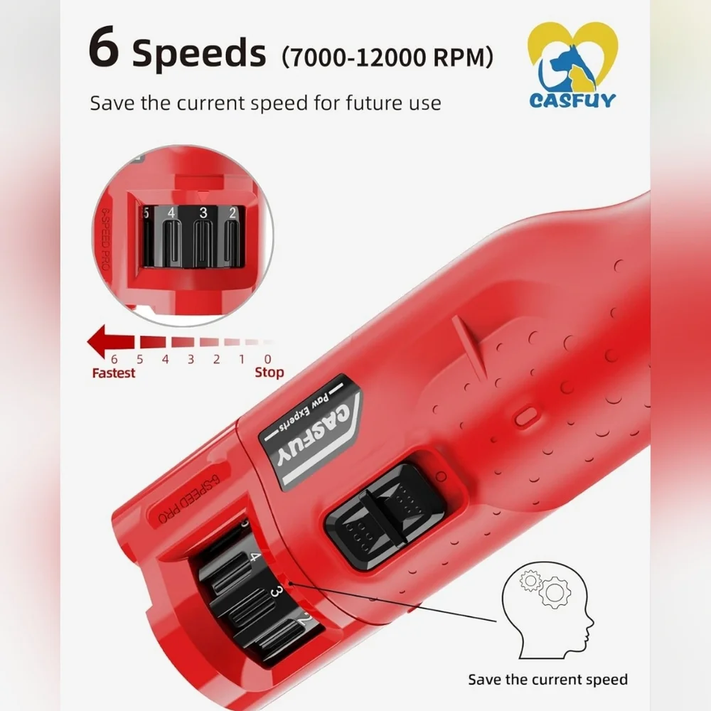 Red Cordless Pet Nail Grinder
